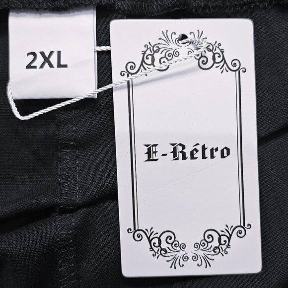 NWT E-Retro Black Cotton/Linen Tulip-Cuff Crop Pants - 2XL - Picture 4 of 8